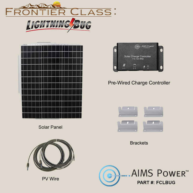 AIMS Power Lightning Bug 50W Solar Trickle Charging Base Kit