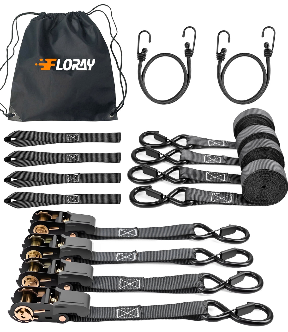 Heavy-duty ratchet straps 1 inch x 15 ft, 4-pack
