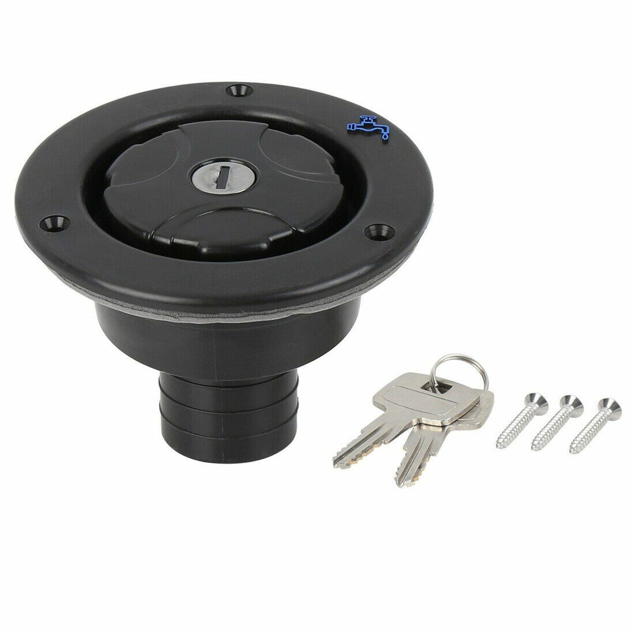 Genuine Fiamma lockable gravity water fill inlet black with 2 keys and 3 mounting screws