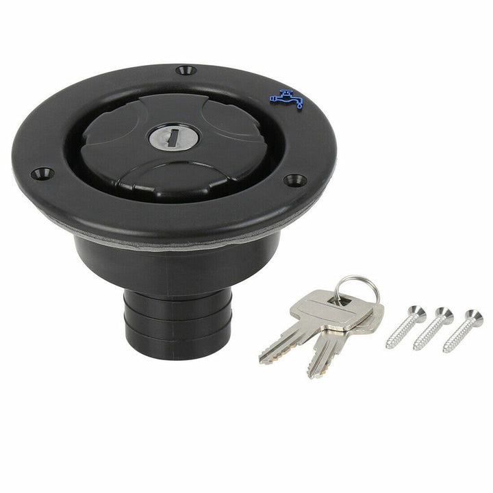 Fiamma Lockable Water Inlet, Gravity Fresh Water Fill, Black