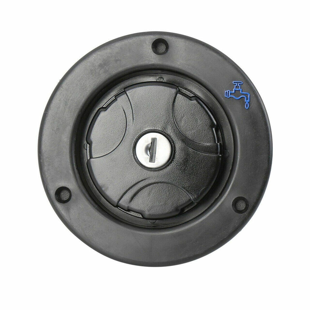 Fiamma lockable water inlet front face with keyed cap and water tap icon