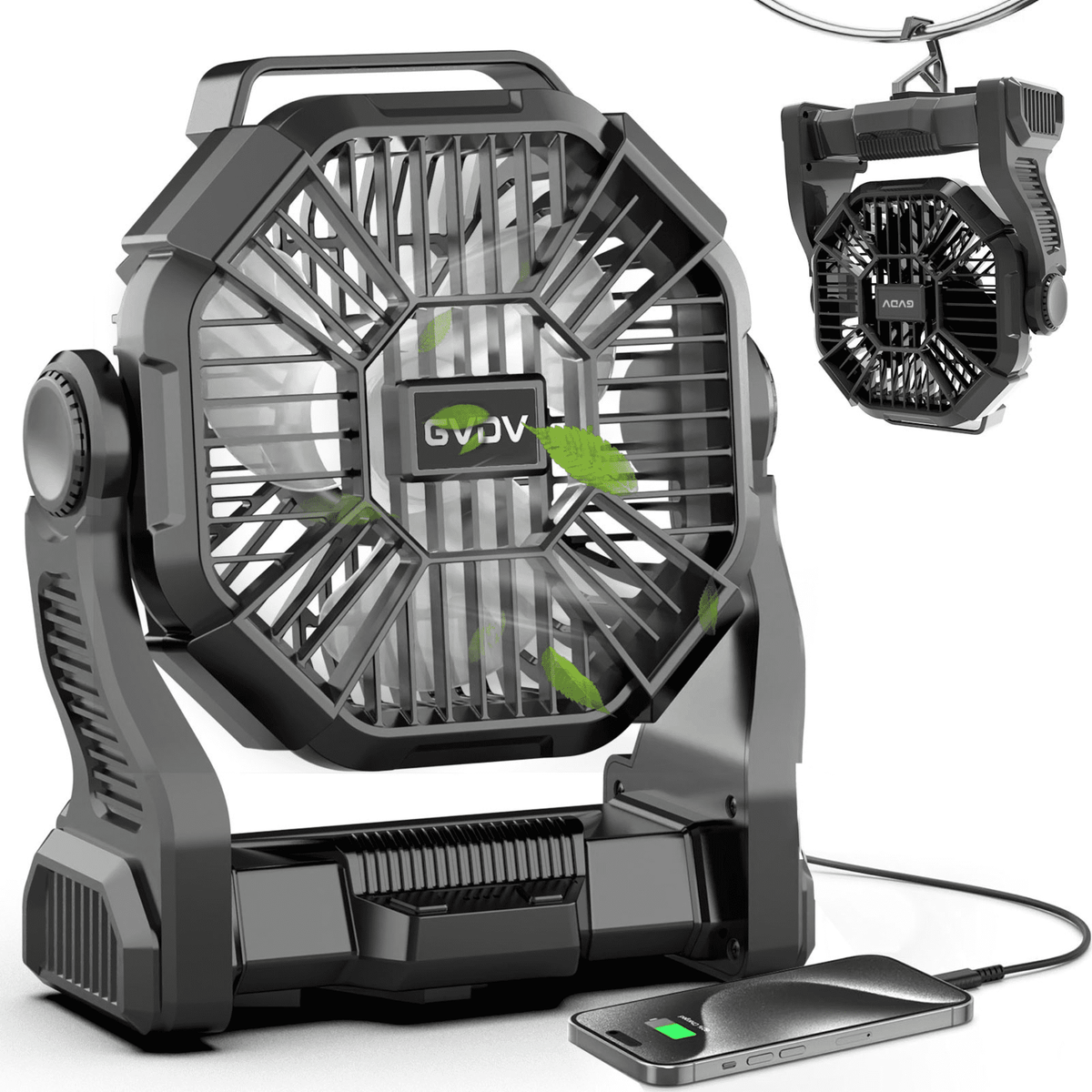 GVDV camping fan with LED lantern