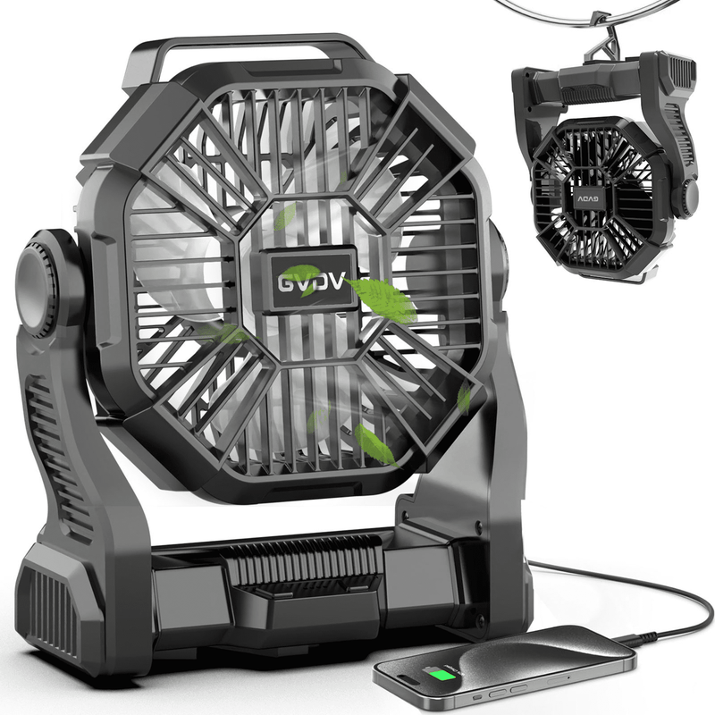GVDV camping fan with LED lantern