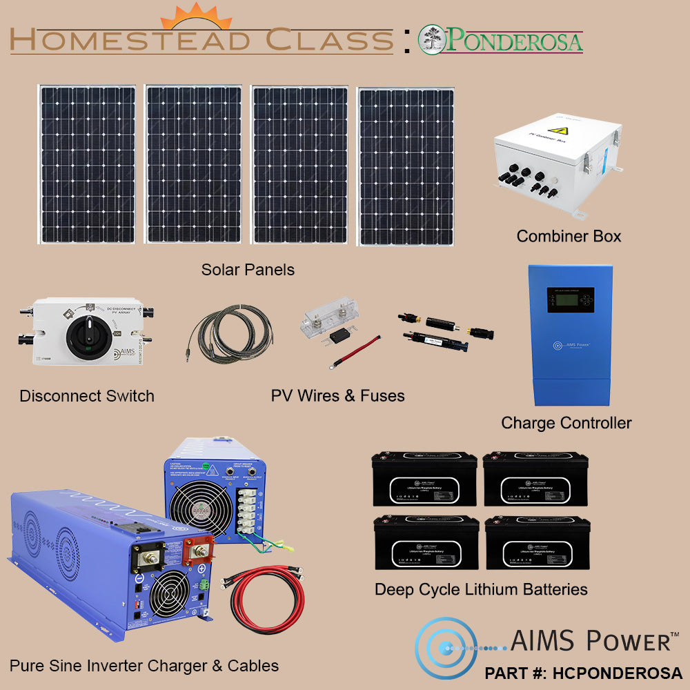 AIMS Power Ponderosa Kit: 1320W Solar, 6000W Inverter Charger, 15.9kWh