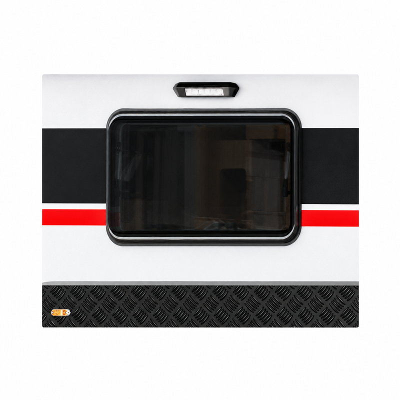 Black Series Trailer RV Replacement Window | Double Pane Acrylic | Fly Screen & Shade | 17.7” × 35.4”
