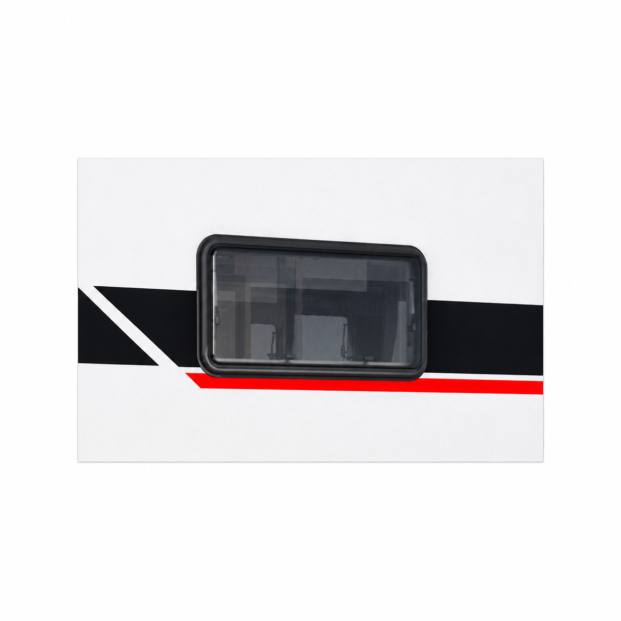 Black Series Trailer RV Replacement Window | Double Pane Acrylic | Fly Screen & Shade | 17.7” × 35.4”
