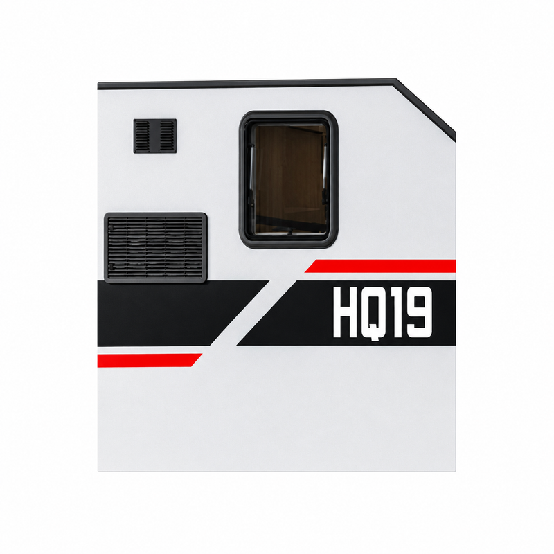 Black Series Trailer RV Replacement Window | Double Pane Acrylic | Fly Screen & Shade | 17.7” × 19.7”