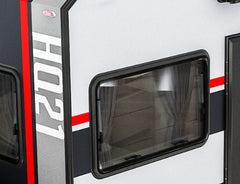 Black Series Trailer RV Replacement Window | Double Pane Acrylic | Fly Screen & Shade | 21.7” × 35.4”
