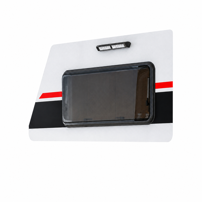 Black Series Trailer RV Replacement Window | Double Pane Acrylic | Fly Screen & Shade | 19.7” × 47.2”