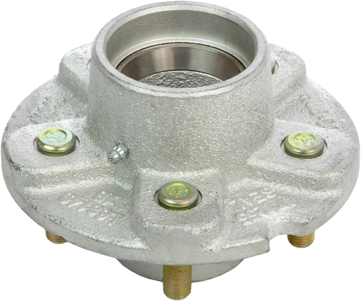 DeeMaxx 3.5K galvanized 5 on 4.5 trailer hub with studs, view 2