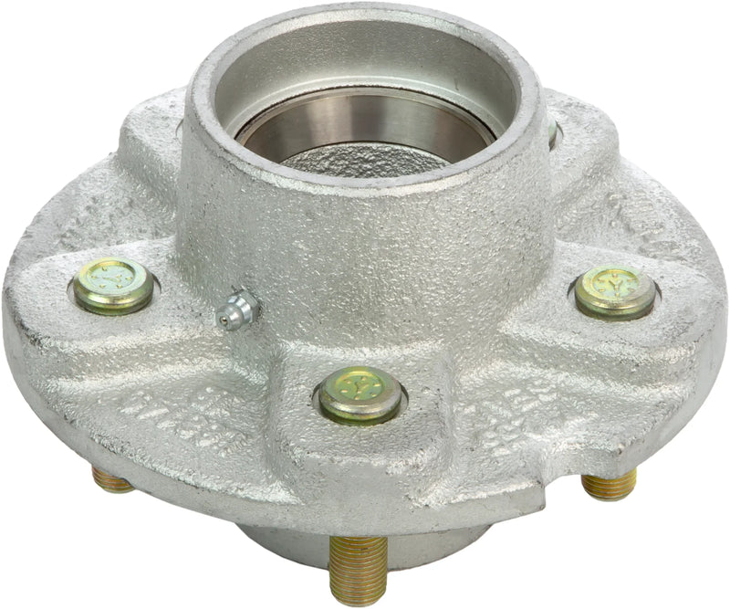 DeeMaxx 3.5K galvanized 5 on 4.5 trailer hub with studs, view 2