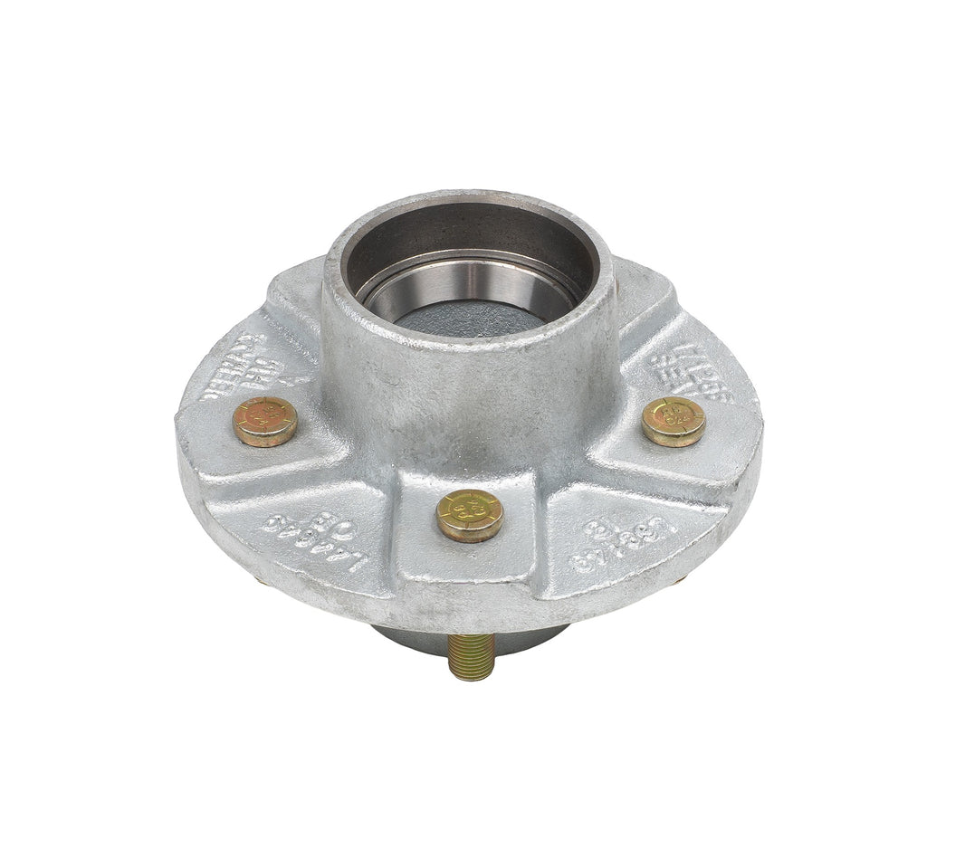 DeeMaxx 3.5K galvanized threaded 5 on 4.5 trailer hub, view 2