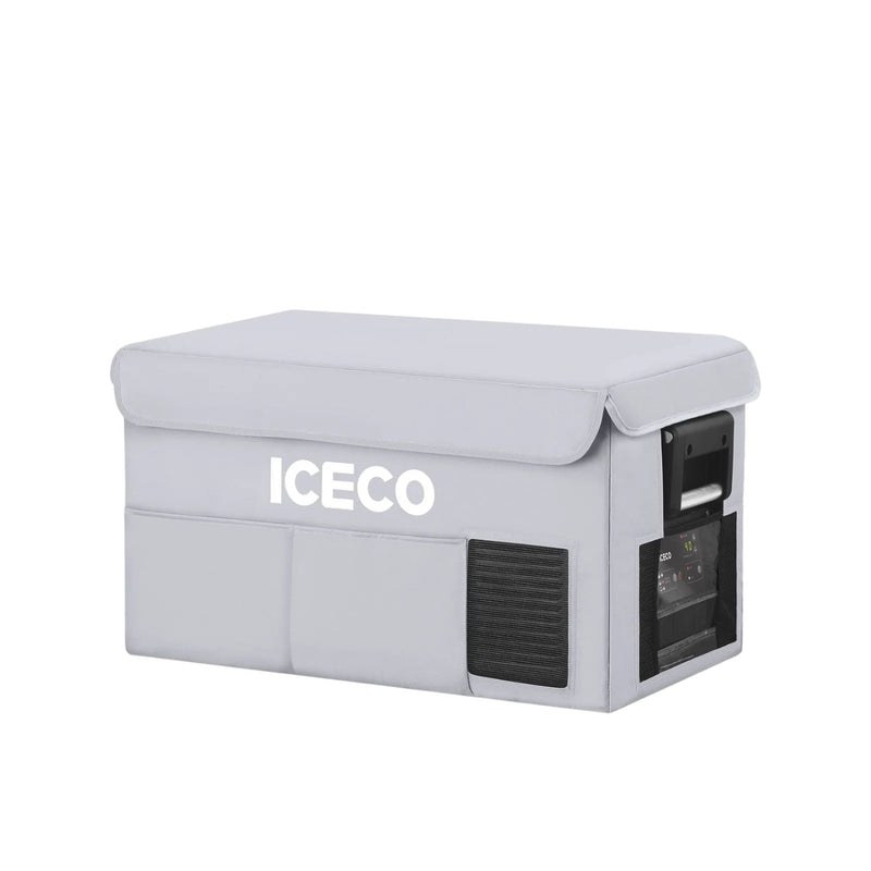 ICECO insulated protective cover on a VL35ProS portable fridge, gray