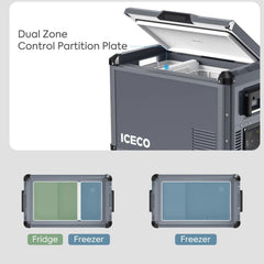 ICECO VL45ProD dual zone portable fridge freezer, black