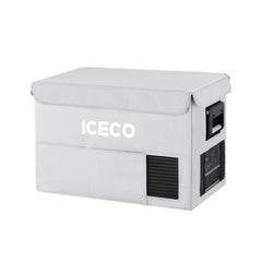 ICECO two-piece insulated protective cover on a VL45ProS portable fridge, gray
