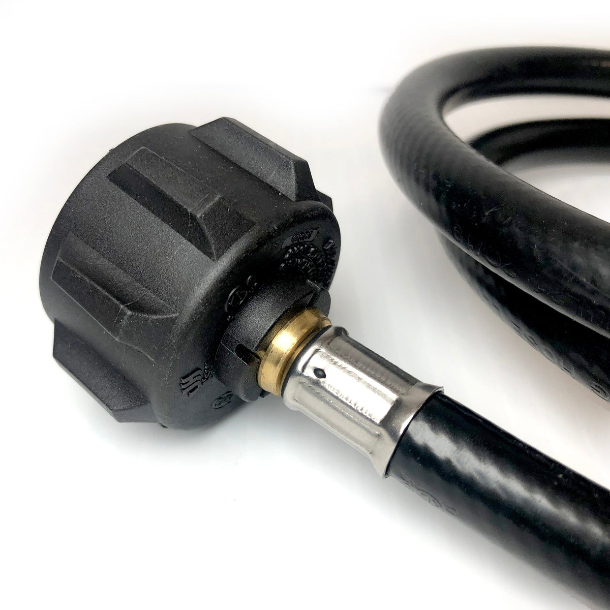 Ignik propane adapter hose with brass fitting, coiled