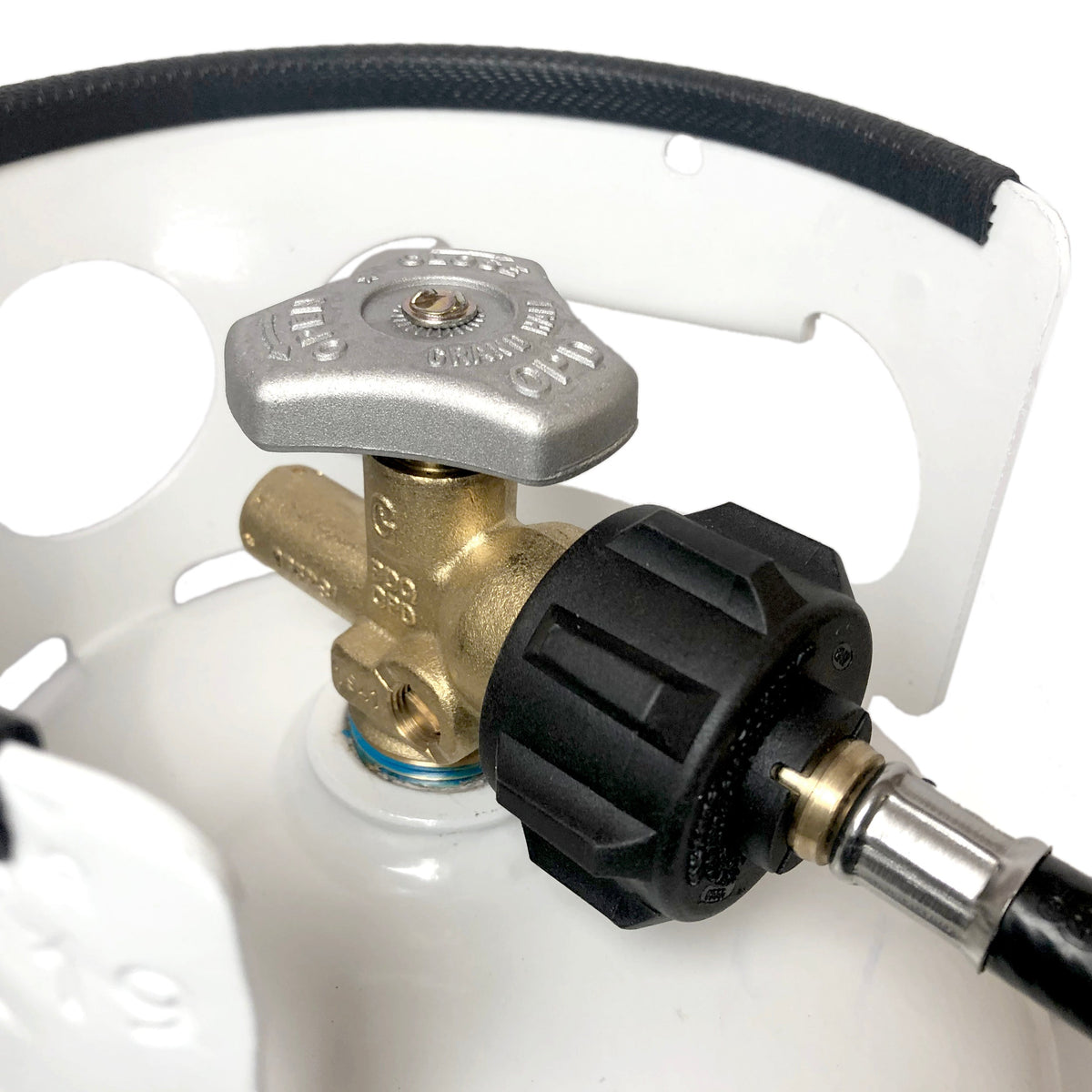 Ignik propane adapter hose with brass fitting, coiled