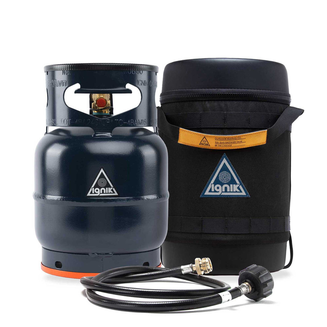 Ignik Gas Growler 5.0 Deluxe refillable propane tank in case