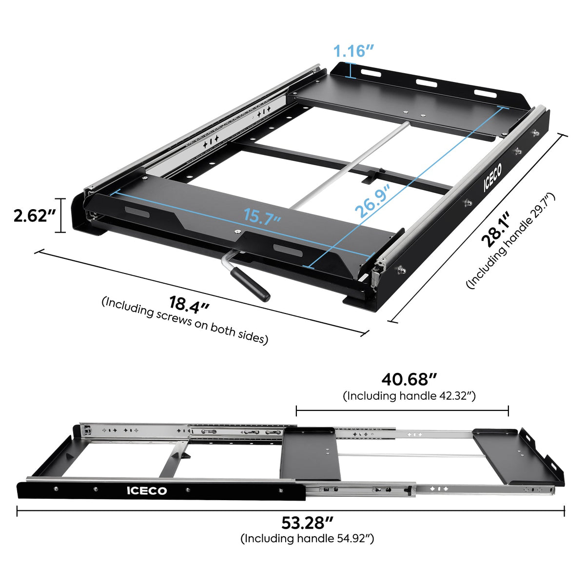 ICECO fridge slide mount for VL35ProS, VL45ProS and APL35, black steel tray