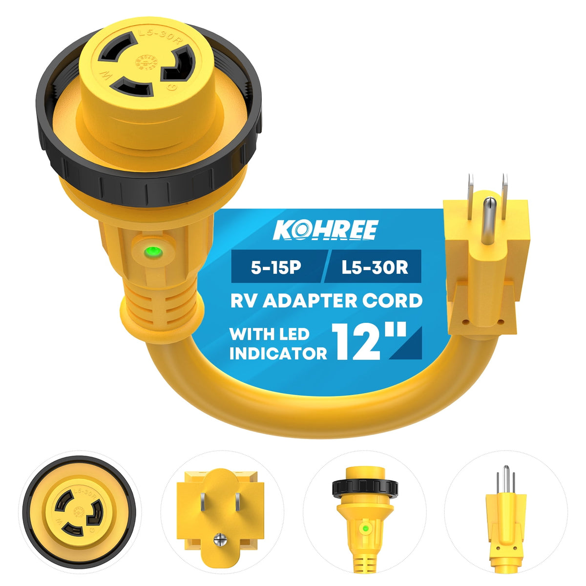 Kohree 15 to 30 amp twist-lock adapter