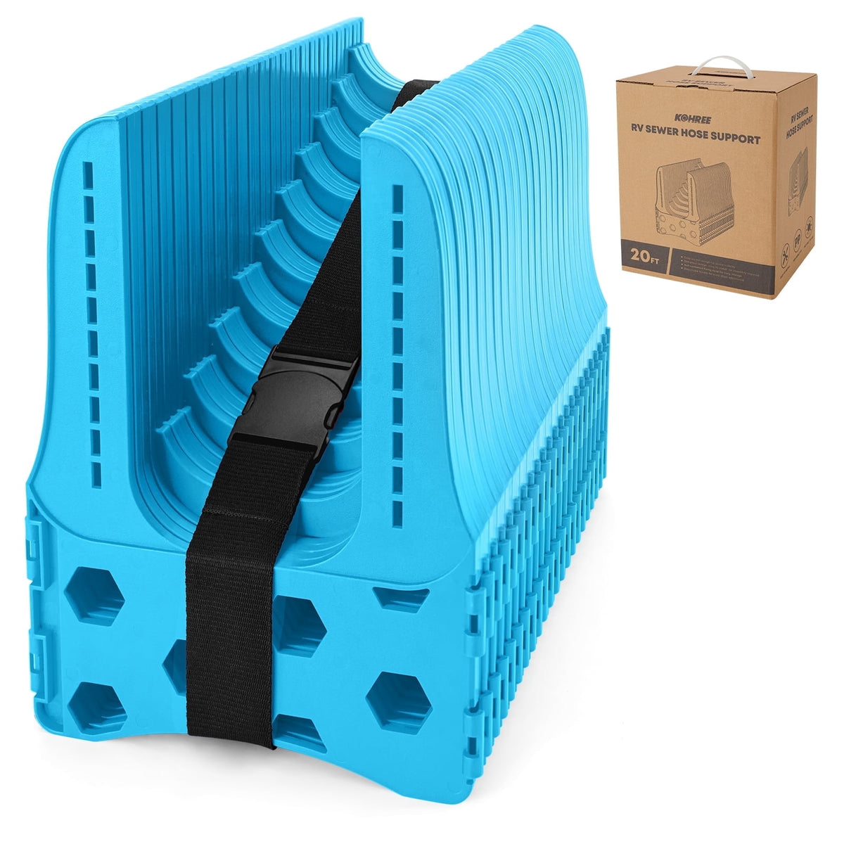Kohree RV sewer hose support 20 ft, blue