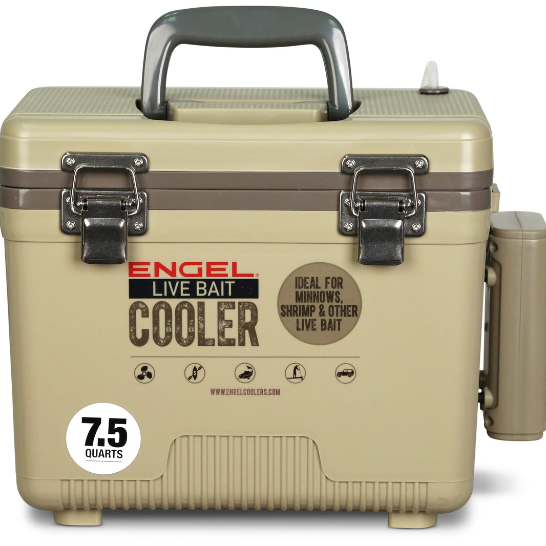 Engel 7.5 Qt Live Bait Pro Cooler, AP3 Rechargeable Aerator - Tan