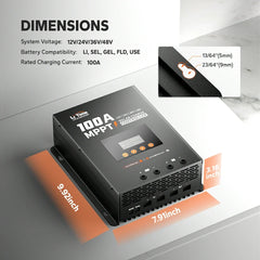 LiTime 100A MPPT 12V-48V Bluetooth Solar Charge Controller