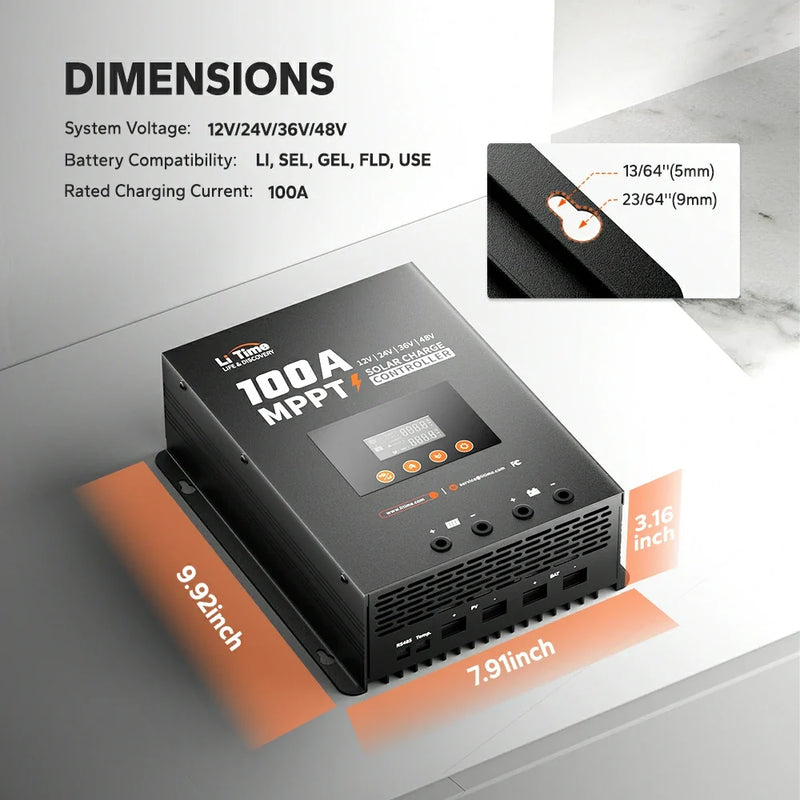 LiTime 100A MPPT 12V-48V Bluetooth Solar Charge Controller