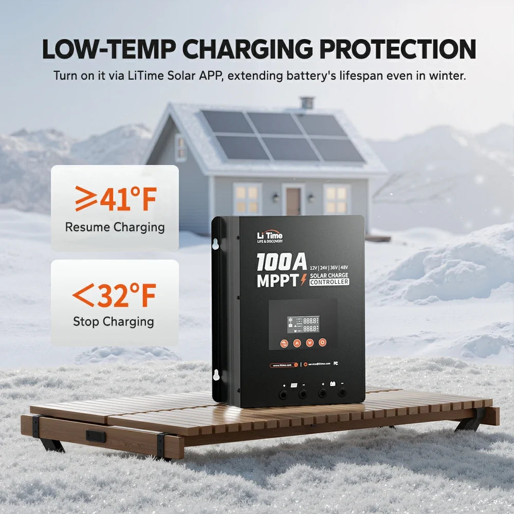 LiTime 100A MPPT 12V-48V Bluetooth Solar Charge Controller