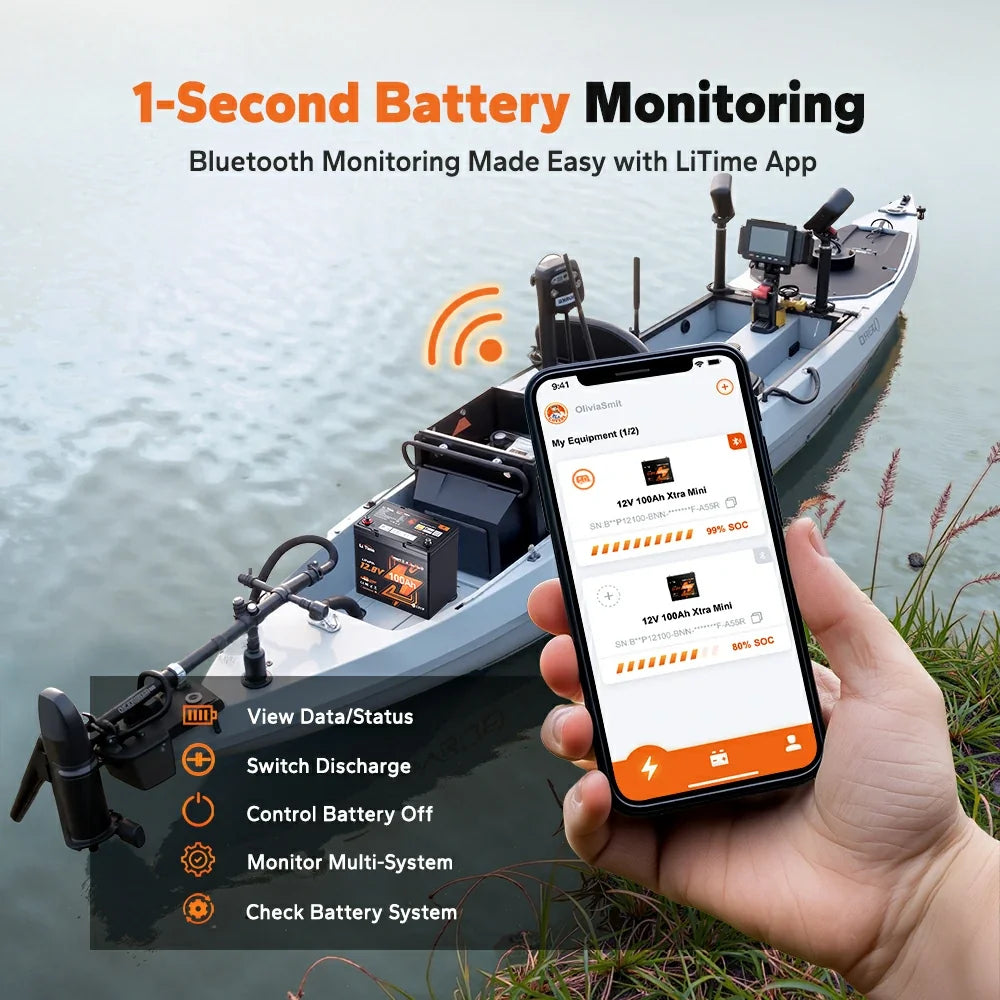 LiTime 12V 100Ah Xtra-Mini Bluetooth LiFePO4 Battery