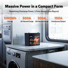 LiTime 12V 100Ah Xtra-Mini Bluetooth LiFePO4 Battery