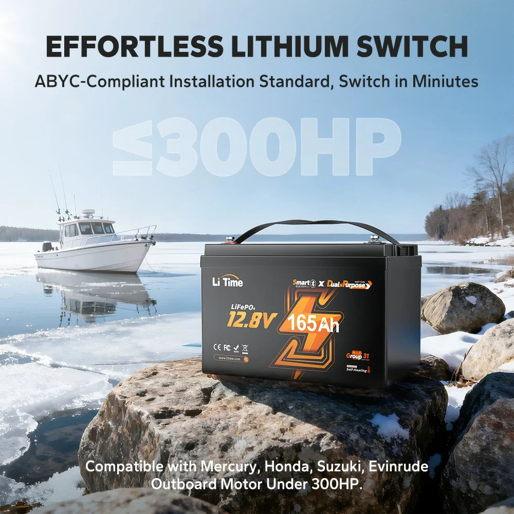 LiTime 12V 165Ah 1200 CCA Dual Purpose Self-Heating Lithium Battery