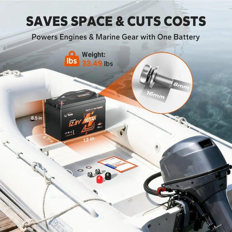 LiTime 12V 165Ah 1200 CCA Dual Purpose Self-Heating Lithium Battery