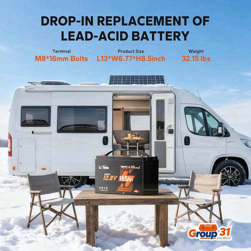 LiTime LiHeat 12V 165Ah Self-Heating Bluetooth LiFePO4 Battery