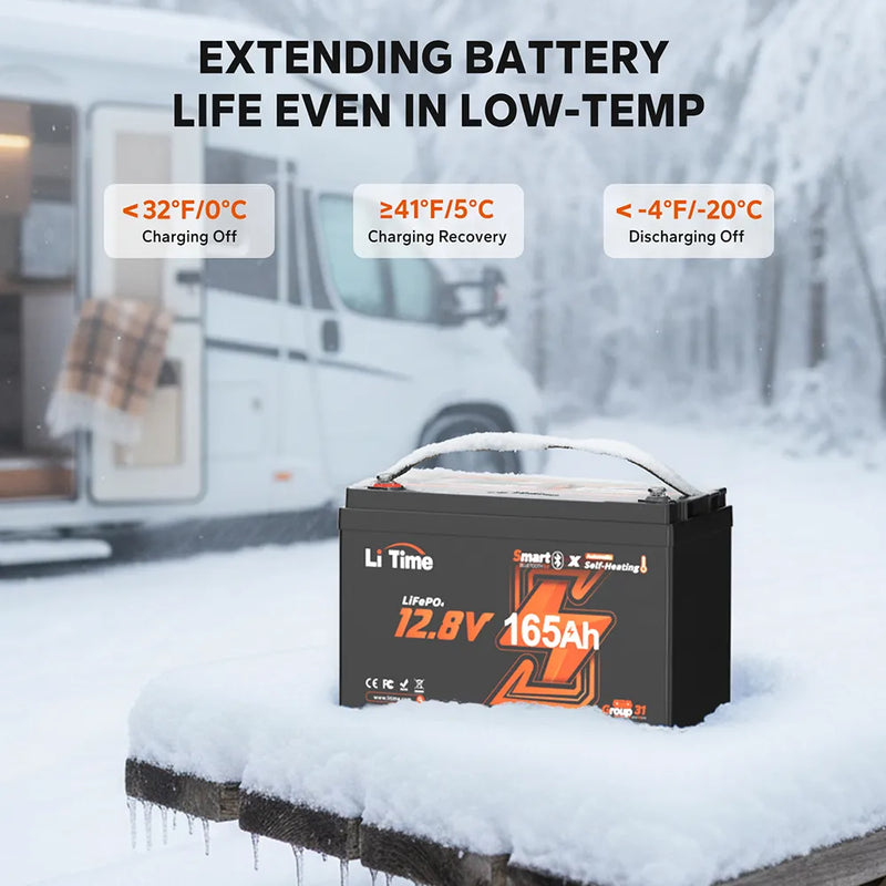 LiTime LiHeat 12V 165Ah Self-Heating Bluetooth LiFePO4 Battery