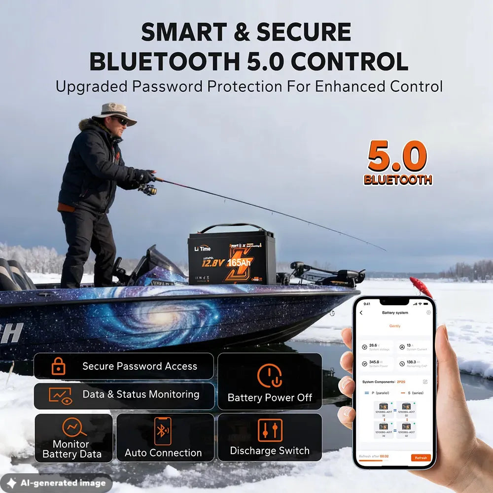 LiTime LiHeat 12V 165Ah Self-Heating Bluetooth LiFePO4 Battery