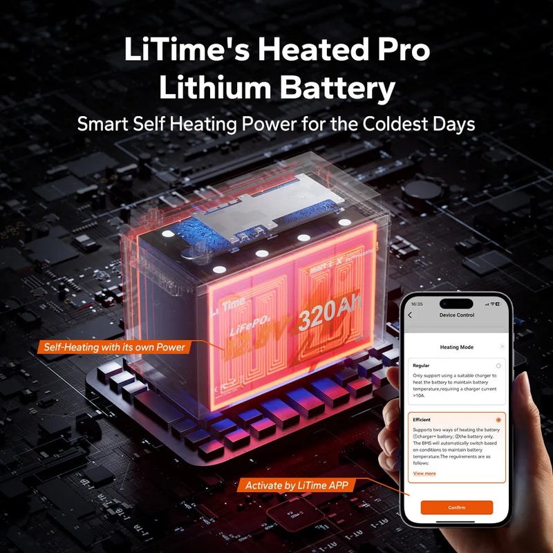 LiTime LiHeat 12V 320Ah Mini Self-Heating Bluetooth LiFePO4 Battery