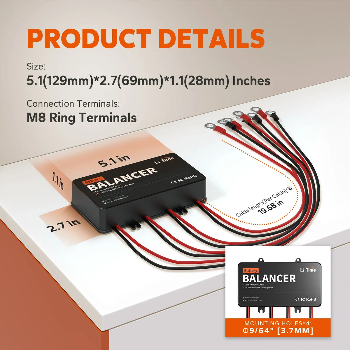 LiTime 48V Battery Balancer for Series & Parallel Battery Banks