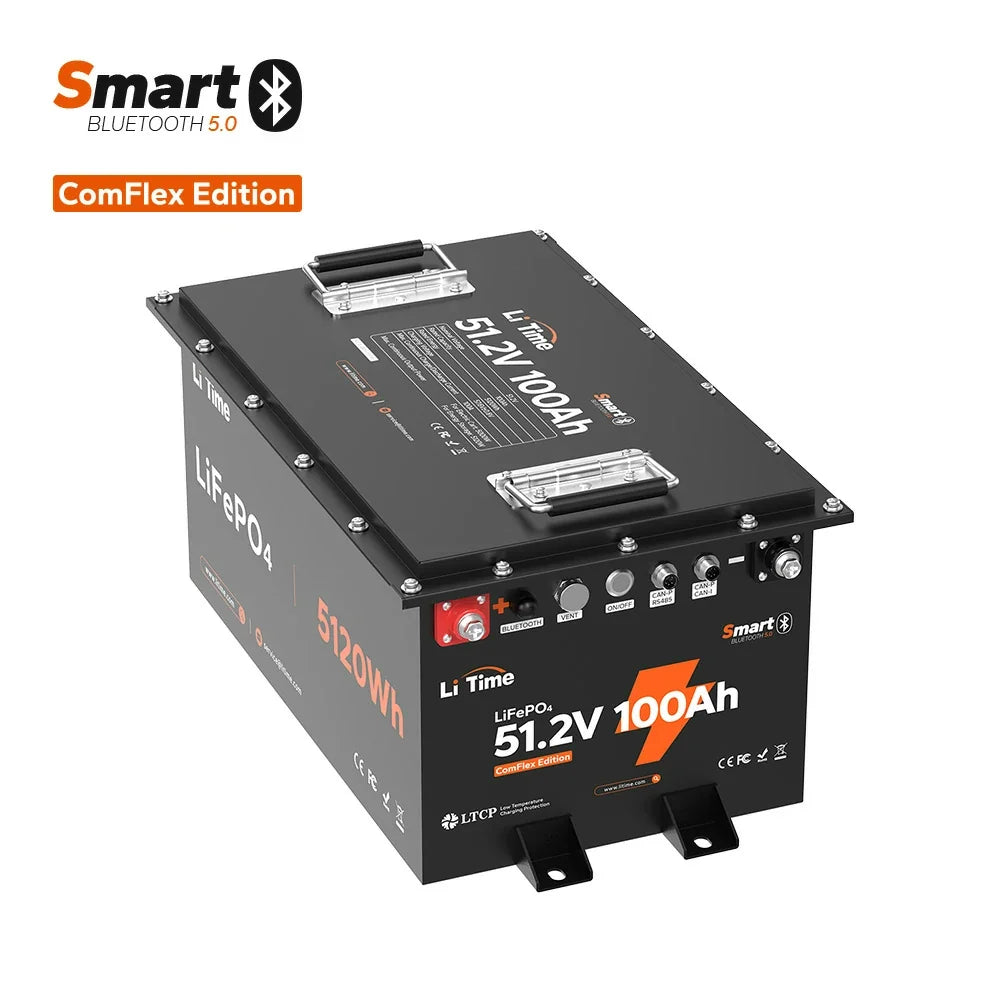 LiTime 48V (51.2V) 100Ah Smart ComFlex LiFePO4 Battery, Victron-Ready