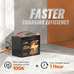 LiTime 12V 100Ah Group 24 Bluetooth LiFePO4 Deep Cycle Battery