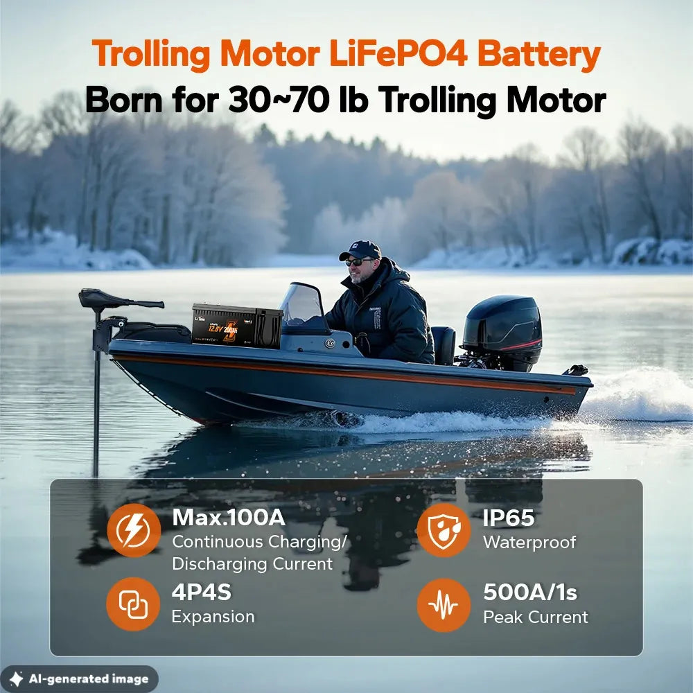 LiTime 12V 200Ah Bluetooth LiFePO4 Battery for RV & Marine