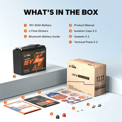 LiTime 16V 30Ah Bluetooth LiFePO4 Fish Finder & Kayak Battery