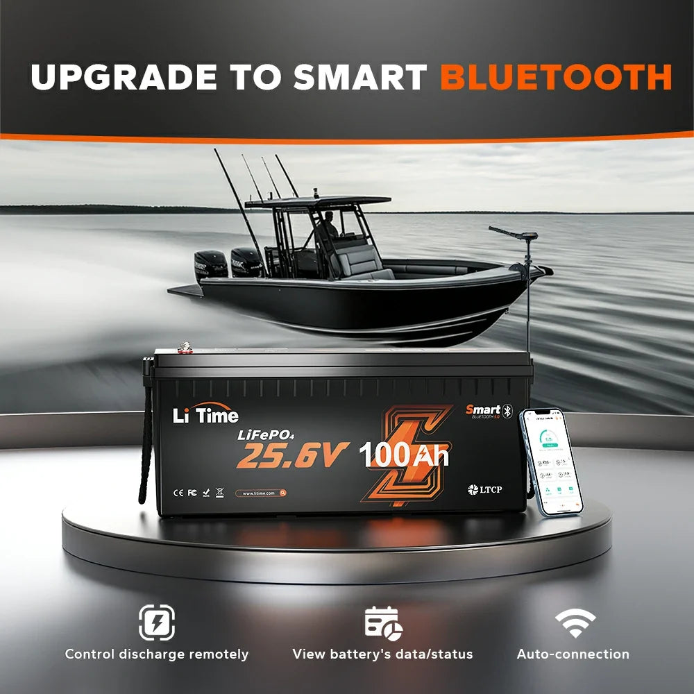 LiTime 24V 100Ah Bluetooth LiFePO4 Battery with Low-Temp Cut-Off