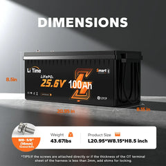 LiTime 24V 100Ah Bluetooth LiFePO4 Battery with Low-Temp Cut-Off