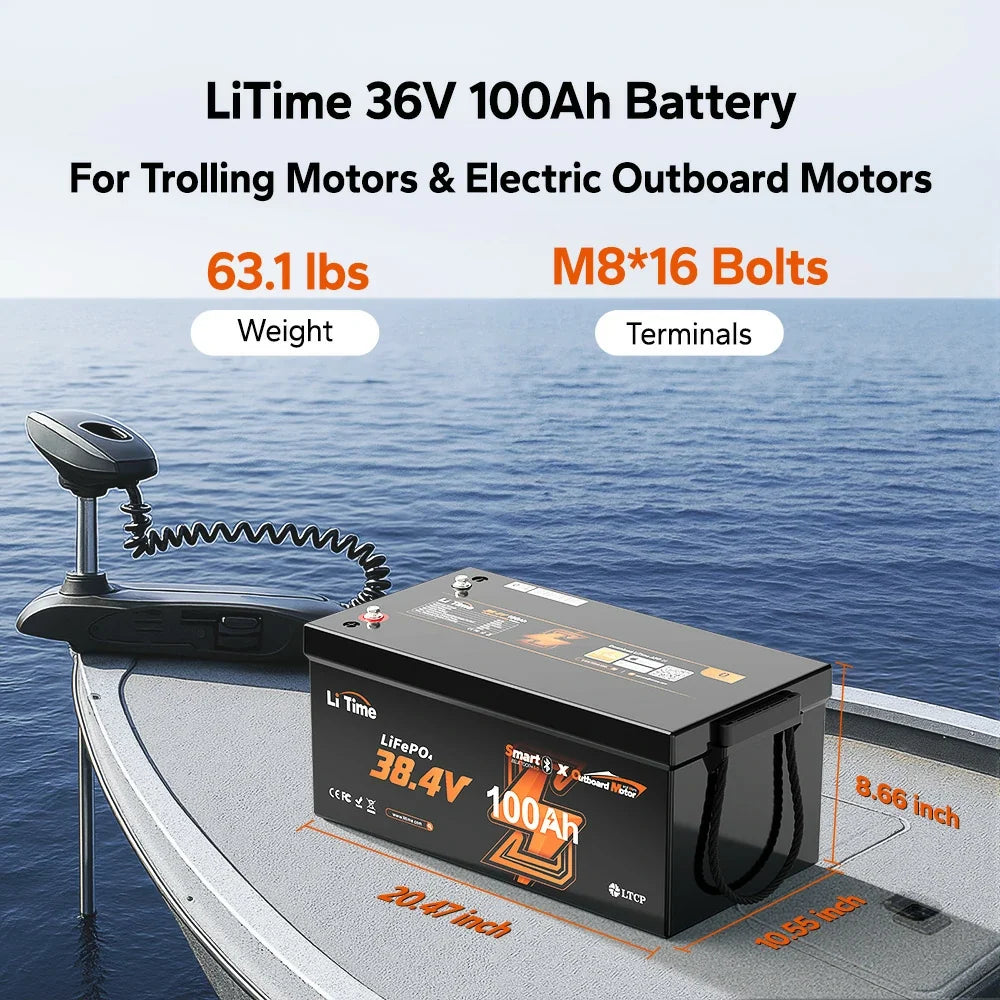 LiTime 36V 50Ah TM Bluetooth LiFePO4 Trolling Motor Battery