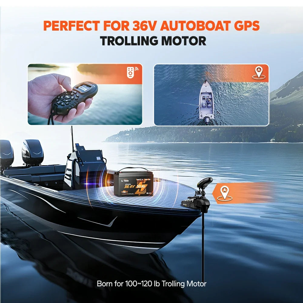 LiTime 36V 50Ah TM Bluetooth LiFePO4 Trolling Motor Battery