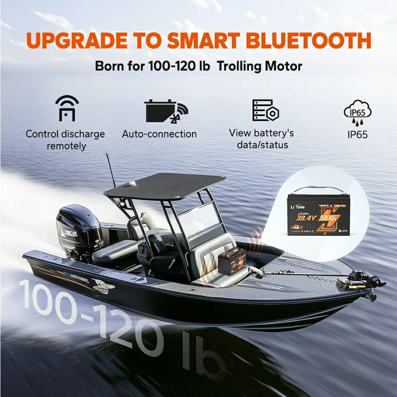 LiTime 36V 50Ah TM Bluetooth LiFePO4 Trolling Motor Battery
