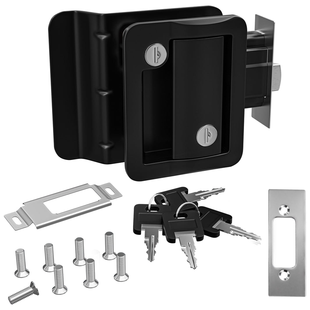Leisure Locks black RV entry door lock with paddle deadbolt