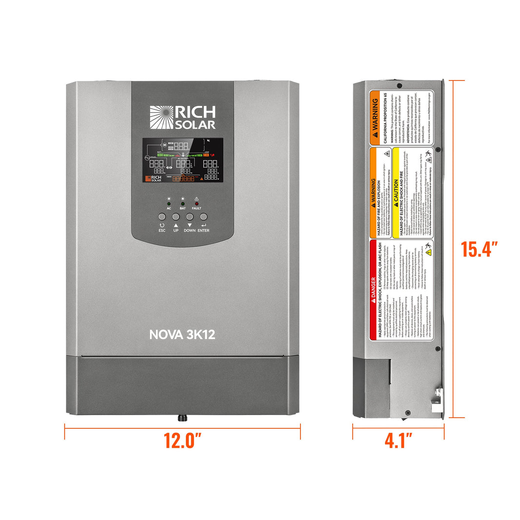 Rich Solar NOVA SWITCH 3K 3000W 12V Pure Sine Wave Inverter with Built-in Transfer Switch