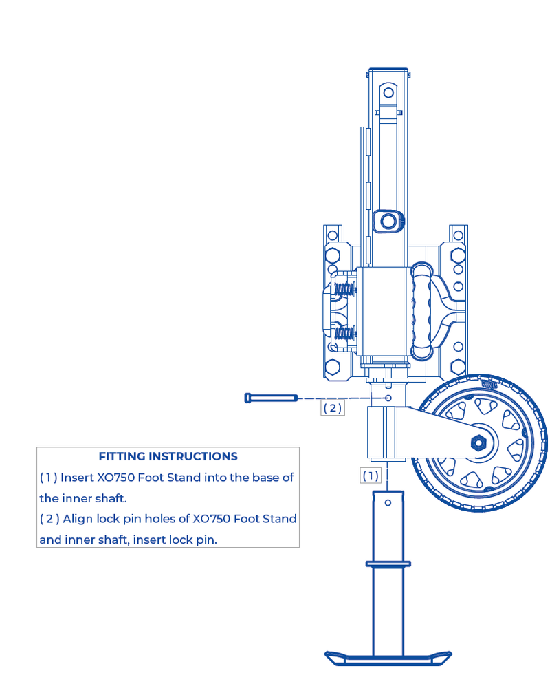 ARK XO750 trailer jack foot stand with securing pin - view 3